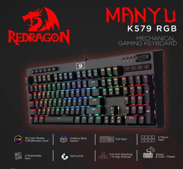 Redragon K579 Mechanical Gaming Keyboard(Cherry BLUE equivalent)
