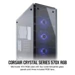 Corsair Crystal 570X RGB Mid-Tower Case, 3 RGB Fans, Tempered Glass - Black - Image 6
