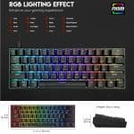 FANTECH MAXFIT61 Frost RGB Wired 60% Mechanical Keyboard, 61 Keys Hot Swappable Type-C Programmable Gaming, Red - Blue Switch, White - Image 8