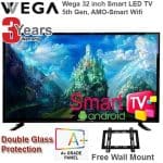 Wega 32" Inch LED Smart Android 9.0, 1GB Ram 8GB Rom TV