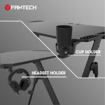 Fantech GD71 Gaming Desk, Z Shaped Pc  Workstation Home Office with Carbon Fiber Surface Cup Holder and Headphone Hook - Image 4