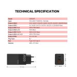 Fantech CWG301 65Watt Charger 2xPD + QC 65W Gan Charger Black - Image 6