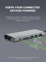 Belkin USB C 6 in 1 Hub Adapter with 60W Power delivery, 5 Gbps Transfer Speed, Ethernet Port, 4K HDMI, USB C, SD Card and 2 USB A 3.0 & 2.0 Data Ports, for MacBook/iPad and More - Image 3