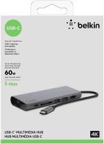 Belkin USB C 6 in 1 Hub Adapter with 60W Power delivery, 5 Gbps Transfer Speed, Ethernet Port, 4K HDMI, USB C, SD Card and 2 USB A 3.0 & 2.0 Data Ports, for MacBook/iPad and More - Image 2