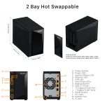 Asustor AS4002T 2 BAY NAS HARD DISK DOCKING Personal Cloud 1.6GHz Dual-Core, 2GB RAM DDR4, Network Attached (2-Bay Diskless) - Image 3