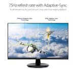 ASUS VA24DQ 23.8” Monitor, 1080P Full HD, 75Hz, IPS, Adaptive-Sync/FreeSync, Eye Care, Frameless, HDMI DisplayPort VGA - Image 2