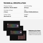FANTECH MAXFIT61 Frost RGB Wired 60% Mechanical Keyboard, 61 Keys Hot Swappable Type-C, Red – Blue Switch, Black - Image 7