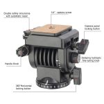 Zomei Video Tripod VT555 with Professional 360°Degree Fluid Damping Head and Fit for Parnoramic Shooting - Image 3