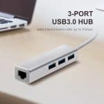 USB TYPE-C TO GIGABIT ETHERNET 3 PORT USB HUB - Image 3