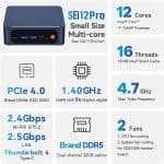 Beelink SEI12 PRO Mini PC i7 12th Gen 32GB DDR5 500GB NVMe M.2 SSD, mini gaming PC. - Image 7