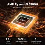 Beelink Mini PC with AMD Ryzen 5 5500U(6C/12T, Up to 4.0GHz), 8GB DDR4 RAM, 500GB NVMe SSD, SER5 Win 11 Mini Desktop Support 4K@60Hz Output/WiFi6/BT5.2/DP1.4/HDMI2.0/USB3.2 for Gaming/Office/Home (Copy) - Image 9