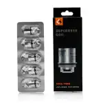 GeekVape Super Mesh coils are designed to be used with the GeekVape Cerberus sub-ohm tank. These are the best coils available for this tank series on the market. The Geekvape Super Mesh X1 and X2 Coils are the improved versions of the original super mesh coil. These Super Mesh coils comes in a 5-pack and are available in two coil head types made of FeCrAl mesh, with Organic Cotton wicking materials. Single mesh coils are used in the Super Mesh coils for better flavor, vapor, and coil durability. The 30W to 90W X1 Super Mesh Coil is rated at 0.2 ohms, whereas the 30W to 45W X2 Double Mesh Coil is rated at 0.3 ohms. Regardless of the coil you select, you'll get a lot of clouds and great taste. The Geekvape Super Mesh Coils are also compatible with the GeekVape Shield and Aero Sub Ohm Tanks. Specifications of the Geekvape Super Mesh Coils: Supermesh X2 Coil - 0.4 ohms - rated for 50 - 60W Supermesh X1 Coil - 0.2 ohms - rated for 60 - 70W Box Contents: 1 X Geekvape Super Mesh X1 Coil - (5 pieces per pack) OR 1 X Geekvape Super Mesh X2 Coil - (5 pieces per pack)