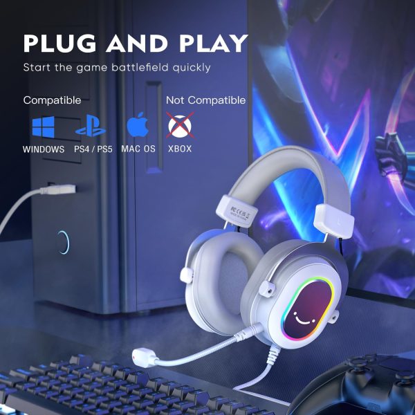 FIFINE H6 White USB Gaming Headset plug and play