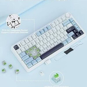 AULA F75 75% Wireless Mechanical Keyboard Glaciar Blue Ice Vain Linear Switch