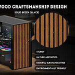 SAMA V Nature Mid Tower PC Case features a stunning front panel crafted from 10 black walnut–colored European beech wood strips, blending natural aesthetics with modern PC engineering