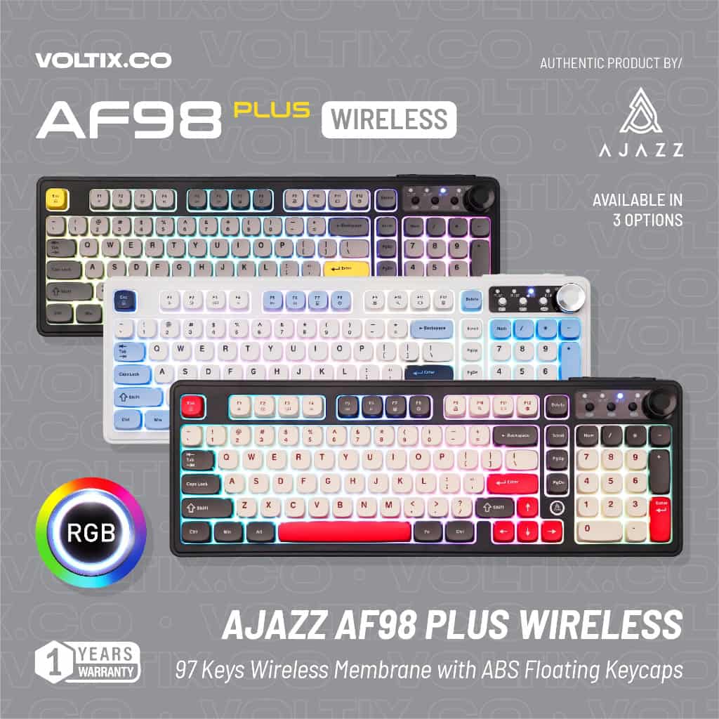 AJAZZ AF98 Plus Tri-Mode Wireless Membrane Gaming Keyboard AJAZZ AF98 Plus Tri-Mode Wireless Membrane Gaming Keyboard