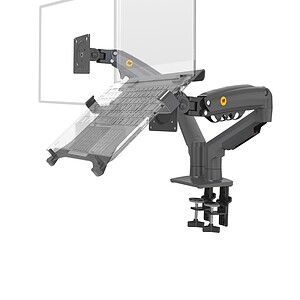Brand: NB North Bayou Mounting Type: Tabletop Mount Movement Type: Articulating Material: Aluminum Color: Black Compatible Devices: Laptop & Monitor Laptop Support: 10–17 Inches Monitor Support: 17–30 Inches Load Capacity: Up to 9KG VESA Support: 75×75mm / 100×100mm Tilt Adjustment: -30° to +85° Swivel Adjustment: -90° to +90° Rotation: 360° Maximum Height: 400mm Maximum Extension: 940mm Laptop Tray Width: 220–420mm Installation: C-Clamp / Grommet Integrated Cable Management Ventilated Laptop Tray Design Color: Black