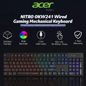 Acer Nitro OKW241 104-Key Wired Gaming Mechanical Keyboard with RGB
