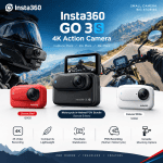 Insta360 GO 3S 4K Action Camera – Motorcycle Bundle, Classic Red & Canvas White